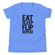 Gymnastics apparel: Flipping Through the Day: Eat, Sleep, Flip, Repeat - Heather Columbia Blue (SKU:1921855_10620)