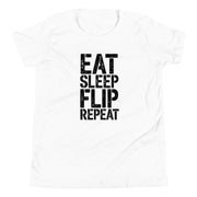 Gymnastics apparel: Flipping Through the Day: Eat, Sleep, Flip, Repeat - White (SKU:1921855_9426)