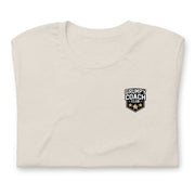 Gymnastics apparel: Grumpy Coach Club Shield - Adult Tee - Heather Dust (SKU:5018000_10360)