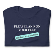 Gymnastics apparel: Gymnastics Humor Tee: Land On Your Feet - Navy (SKU:4546670_9546)