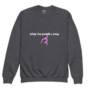 Gymnastics apparel: How I Spend My Days - Handstand Sweatshirt for Kids - Dark Heather (SKU:8659404_16799)