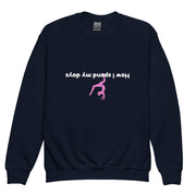 Gymnastics apparel: How I Spend My Days - Handstand Sweatshirt for Kids - Navy (SKU:8659404_16814)