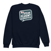 Gymnastics apparel: I Speak Fluent Gymnastics Large Youth Sweatshirt - Navy (SKU:6160243_16814)
