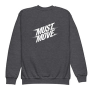 Gymnastics apparel: Must Move Big Back - Youth Sweatshirt - Dark Heather (SKU:3495592_16799)