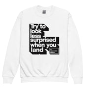 Gymnastics apparel: Try To Look Less Surprises - Youth Sweatshirt - White (SKU:4008144_16834)